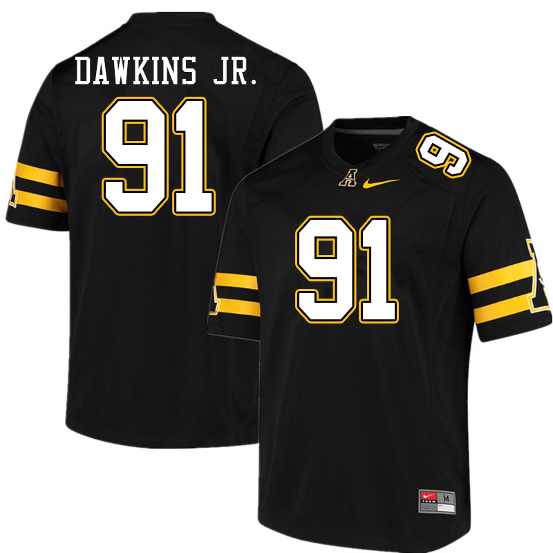 Men #91 Tommy Dawkins Jr. Appalachian State Mountaineers College Football Jerseys Sale-Black - Click Image to Close